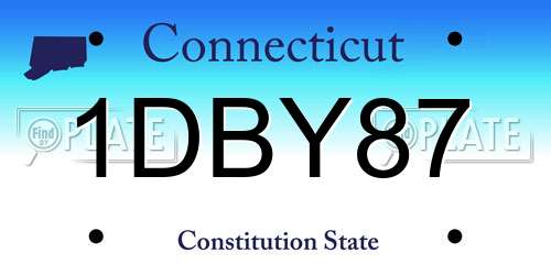 1DBY87 Connecticut License Plate