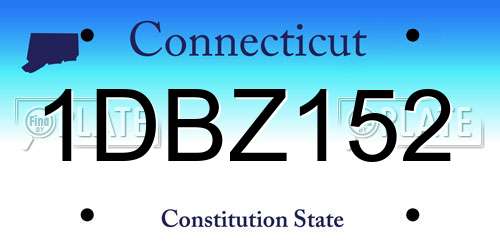 1DBZ152 Connecticut License Plate