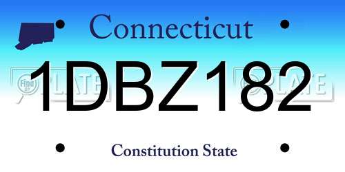 1DBZ182 Connecticut License Plate