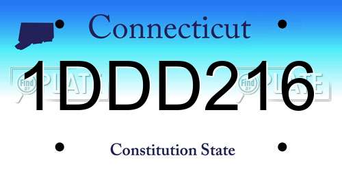 1DDD216 Connecticut License Plate