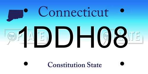 1DDH08 Connecticut License Plate