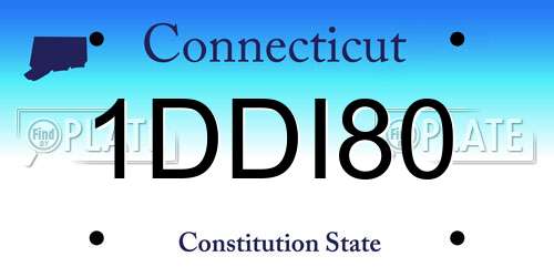 1DDI80 Connecticut License Plate