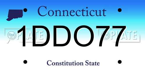 1DDO77 Connecticut License Plate