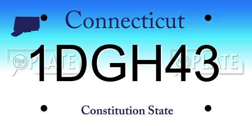 1DGH43 Connecticut License Plate