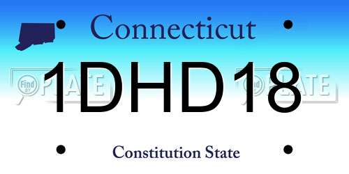 1DHD18 Connecticut License Plate