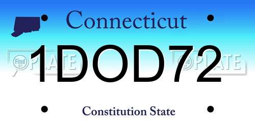 1DOD72 Connecticut License Plate