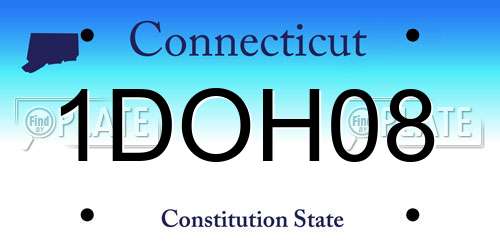 1DOH08 Connecticut License Plate