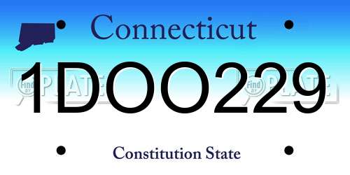 1DOO229 Connecticut License Plate