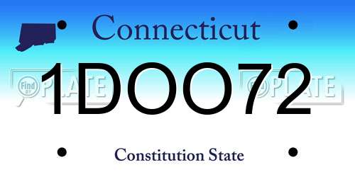 1DOO72 Connecticut License Plate