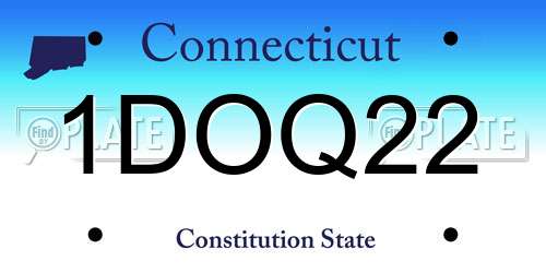 1DOQ22 Connecticut License Plate