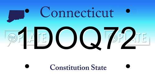 1DOQ72 Connecticut License Plate