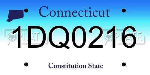 1DQ0216 Connecticut License Plate