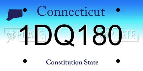 1DQ180 Connecticut License Plate