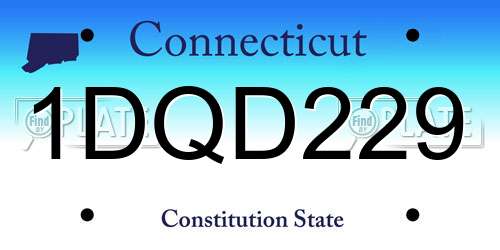 1DQD229 Connecticut License Plate