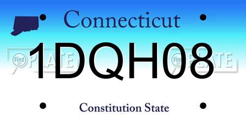 1DQH08 Connecticut License Plate
