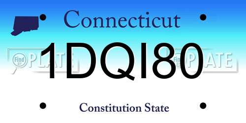 1DQI80 Connecticut License Plate