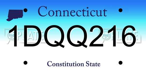 1DQQ216 Connecticut License Plate