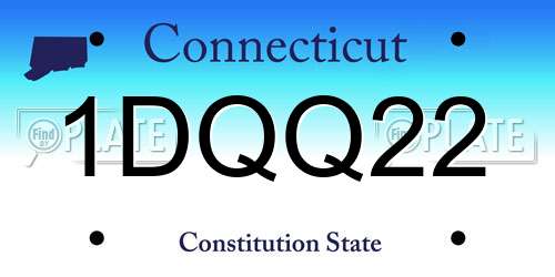1DQQ22 Connecticut License Plate