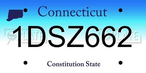 1DSZ662 Connecticut License Plate