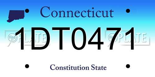 1DT0471 Connecticut License Plate