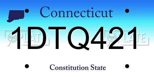 1DTQ421 Connecticut License Plate