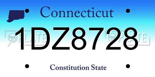 1DZ8728 Connecticut License Plate