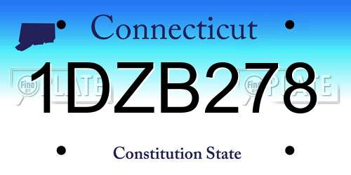 1DZB278 Connecticut License Plate