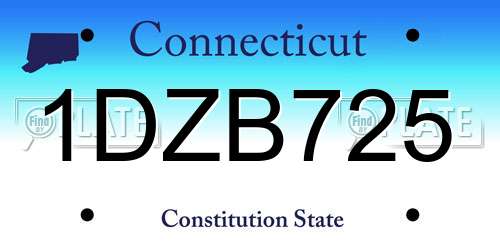 1DZB725 Connecticut License Plate