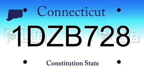 1DZB728 Connecticut License Plate
