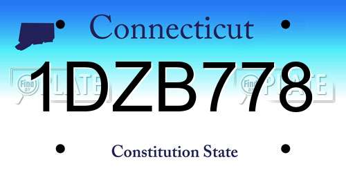 1DZB778 Connecticut License Plate