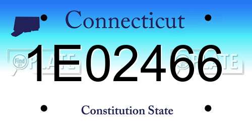 1E02466 Connecticut License Plate