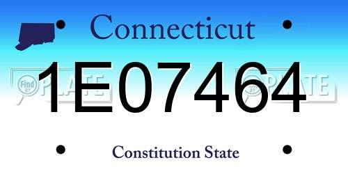 1E07464 Connecticut License Plate