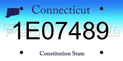 1E07489 Connecticut License Plate