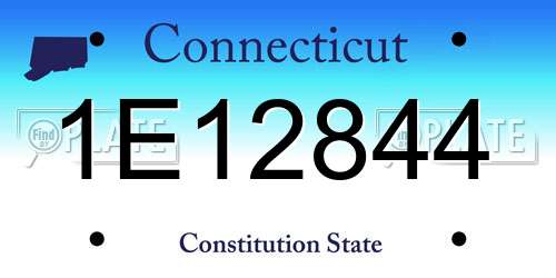 1E12844 Connecticut License Plate