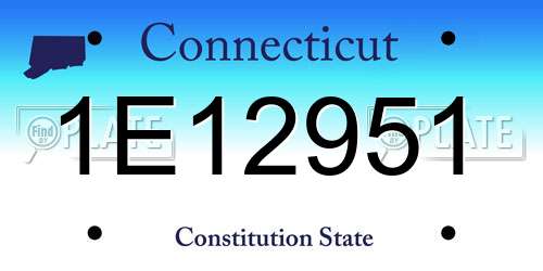 1E12951 Connecticut License Plate