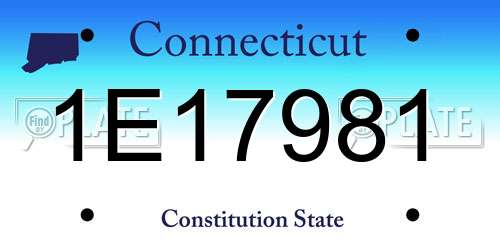 1E17981 Connecticut License Plate