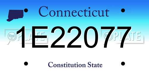 1E22077 Connecticut License Plate