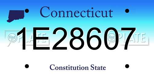 1E28607 Connecticut License Plate