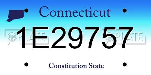 1E29757 Connecticut License Plate