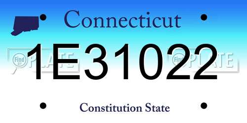 1E31022 Connecticut License Plate