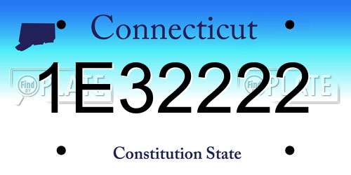 1E32222 Connecticut License Plate