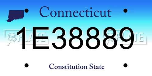 1E38889 Connecticut License Plate