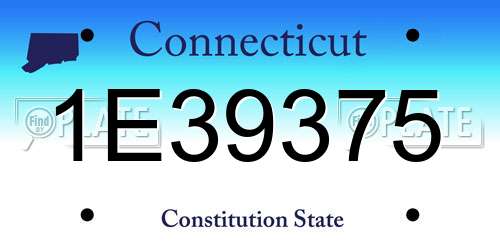 1E39375 Connecticut License Plate