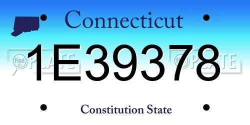 1E39378 Connecticut License Plate