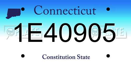 1E40905 Connecticut License Plate