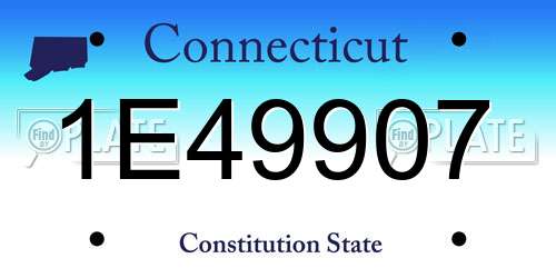 1E49907 Connecticut License Plate