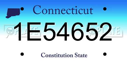 1E54652 Connecticut License Plate
