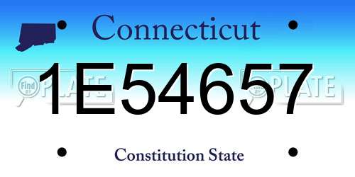 1E54657 Connecticut License Plate