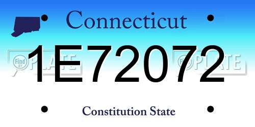 1E72072 Connecticut License Plate