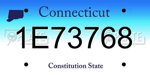 1E73768 Connecticut License Plate